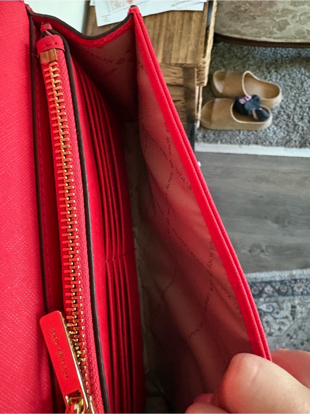 Michael Kors Red Saffiano Crossbody with Gold Chain Strap - Picture 5 of 5